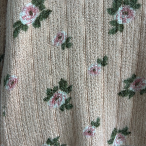 NWT Lucky Brand Pointelle Floral Pink Long Sleeve Button Up Cottagecore Shirt - Picture 8 of 14